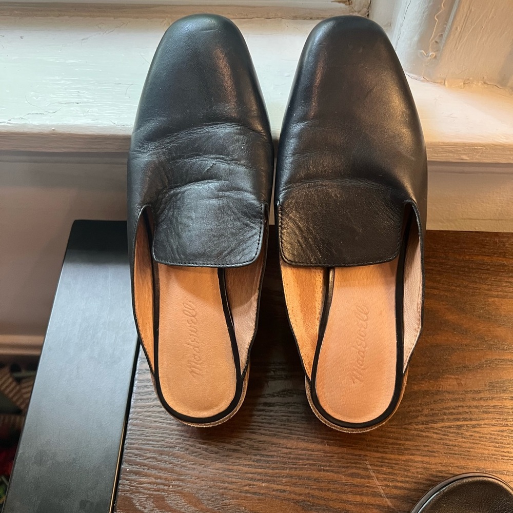 Madewell Black Leather Mules